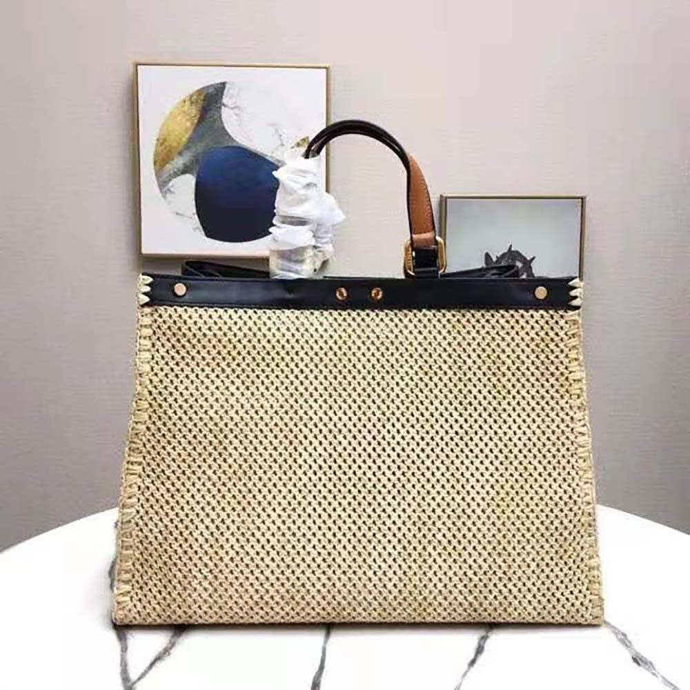 Fendi Women Peekaboo X-Tote Natural Raffia Bag - image 4