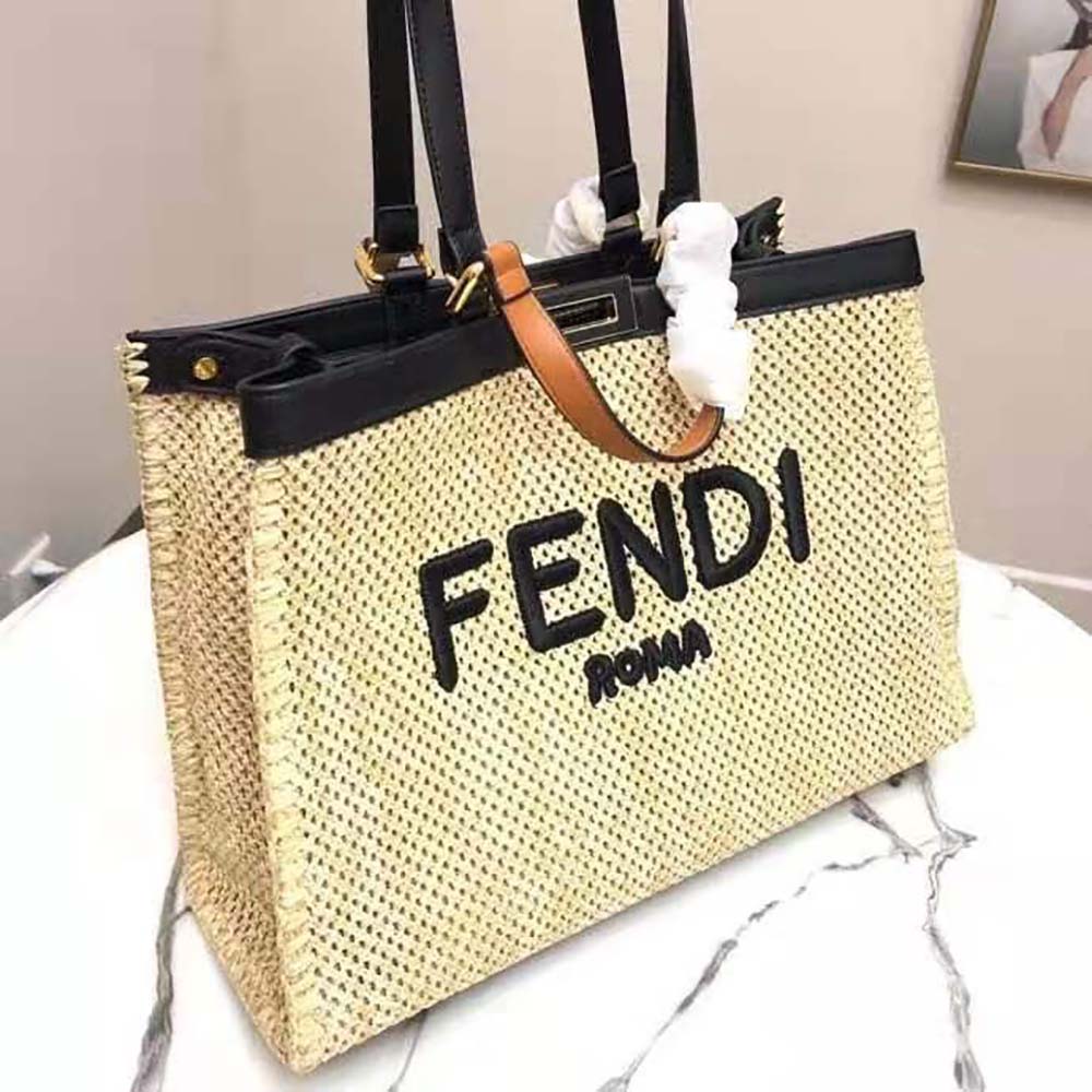 Fendi Women Peekaboo X-Tote Natural Raffia Bag - image 5