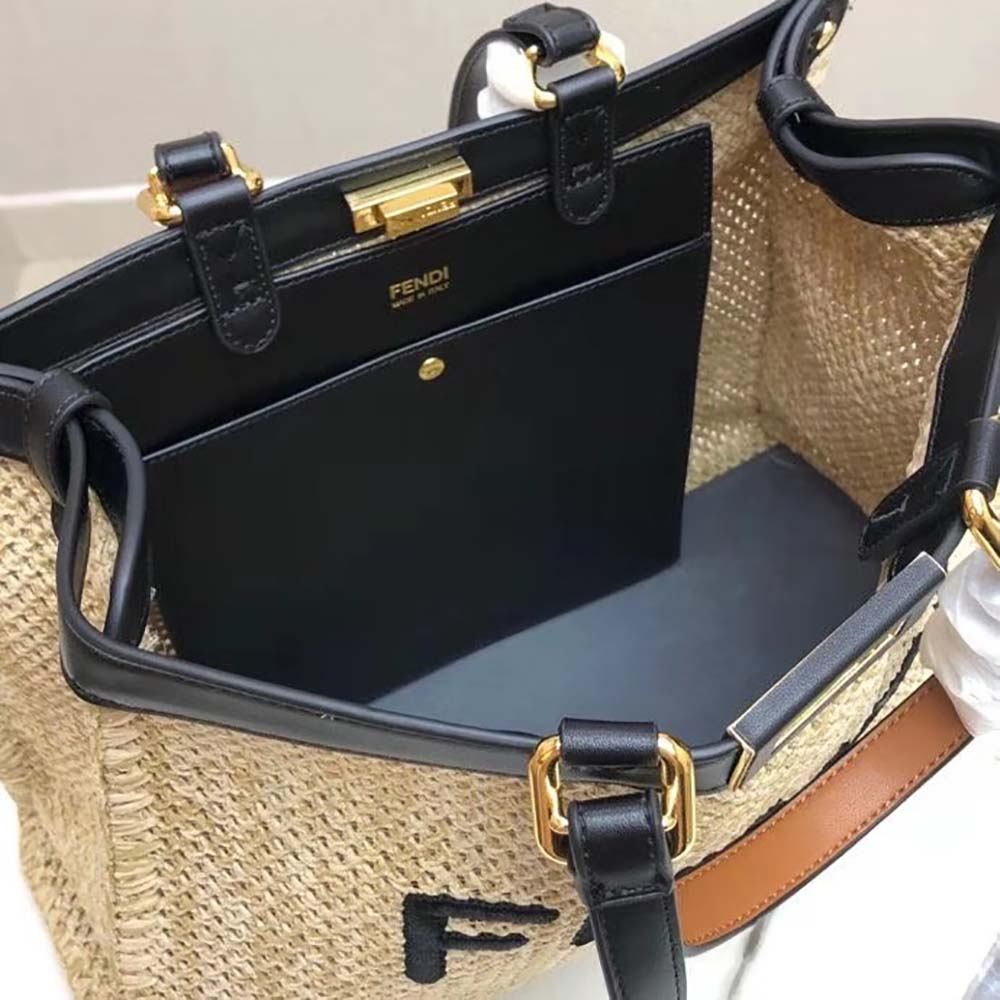 Fendi Women Peekaboo X-Tote Natural Raffia Bag - image 7