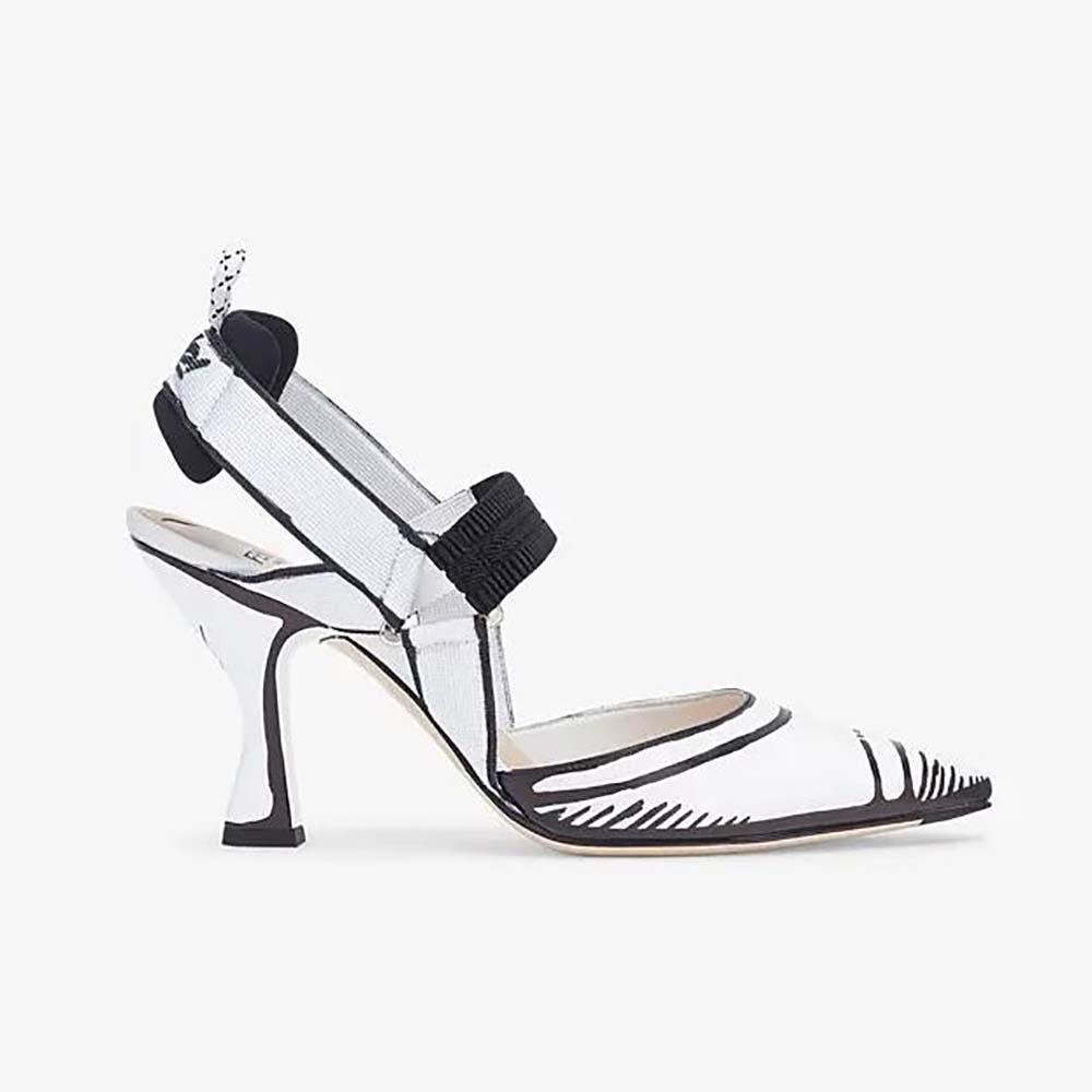 Side view of Fendi Women Slingbacks White Leather Colibrì Shoes