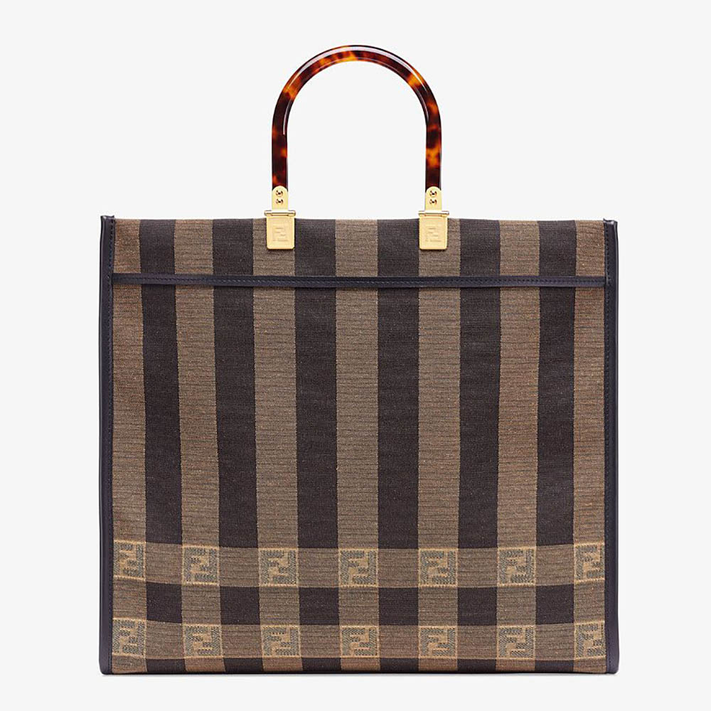 Front view of Fendi Women Sunshine Large Shopper in Brown Fabric