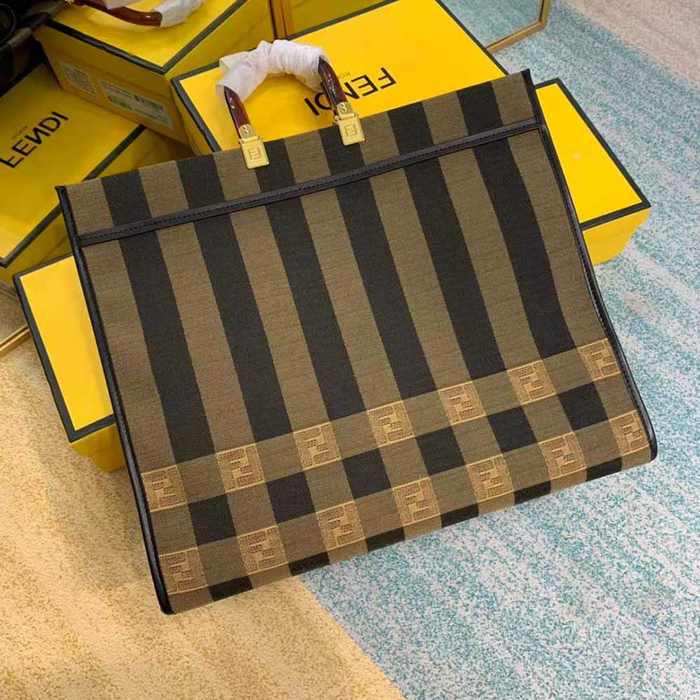 Side angle showing spacious interior of Fendi Women Sunshine Large Shopper