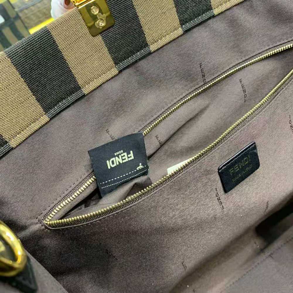 Fendi Women Sunshine Large Shopper in Brown Fabric - image 9