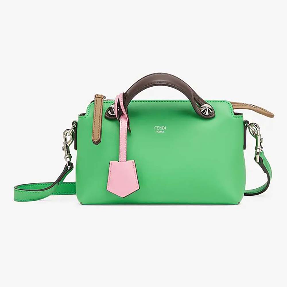Front view of Fendi Women by the way Mini Multicolor Leather Boston Bag-Green