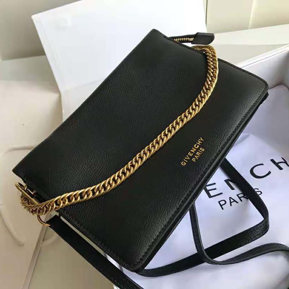 Close-up of silver hardware on Givenchy Women Cross3 Bag in Black