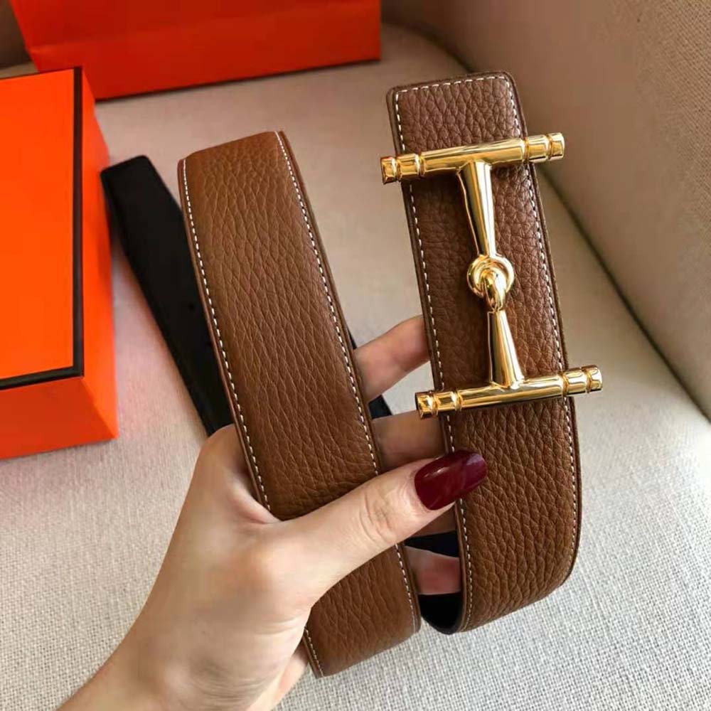 Hermes Women H Hippique Belt Buckle & Reversible Leather Strap 32 mm-Brown - image 7