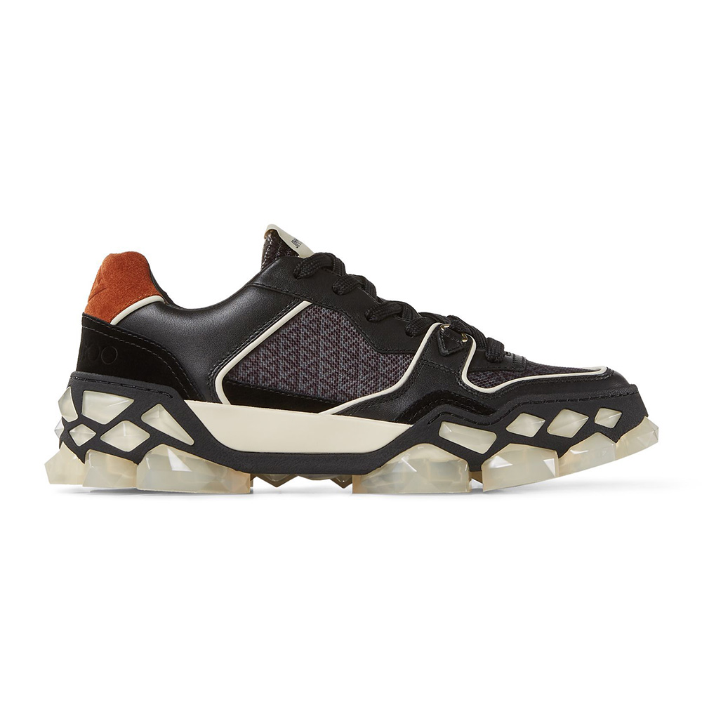 Side view of Jimmy Choo Women Diamond X Trainer/F Low-Top Trainers-Black