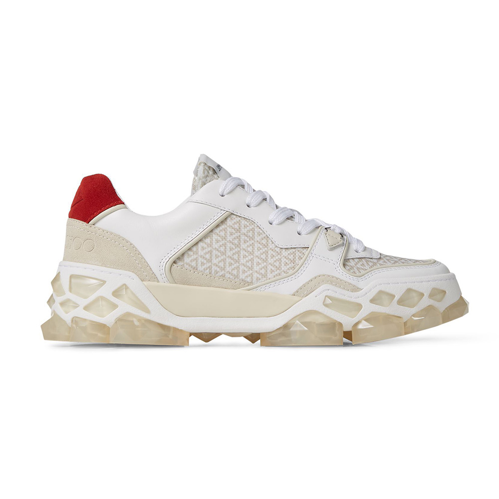 Side view of Jimmy Choo Women Diamond X Trainer/F Low-Top Trainers-White