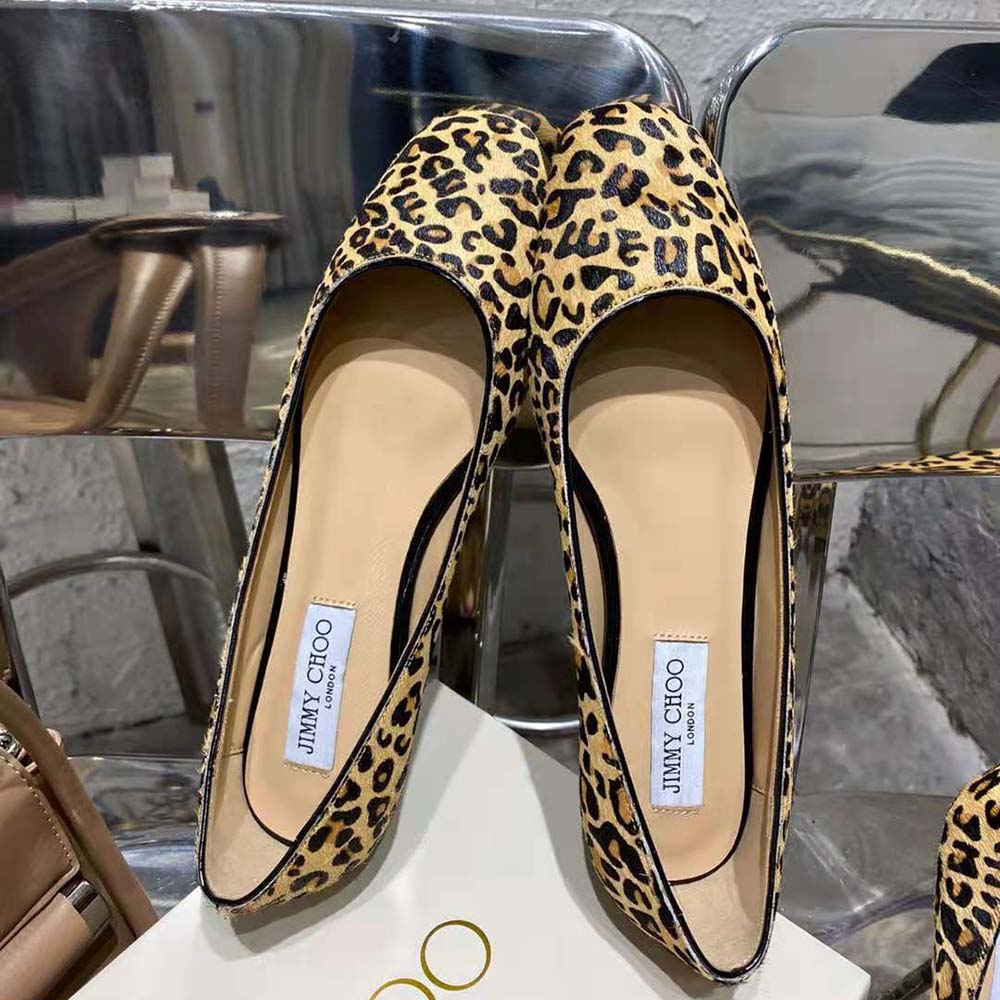 Jimmy Choo Women Mirele Flat Natural Mix Leopard Print Pony Flats with JC Emblem - image 5