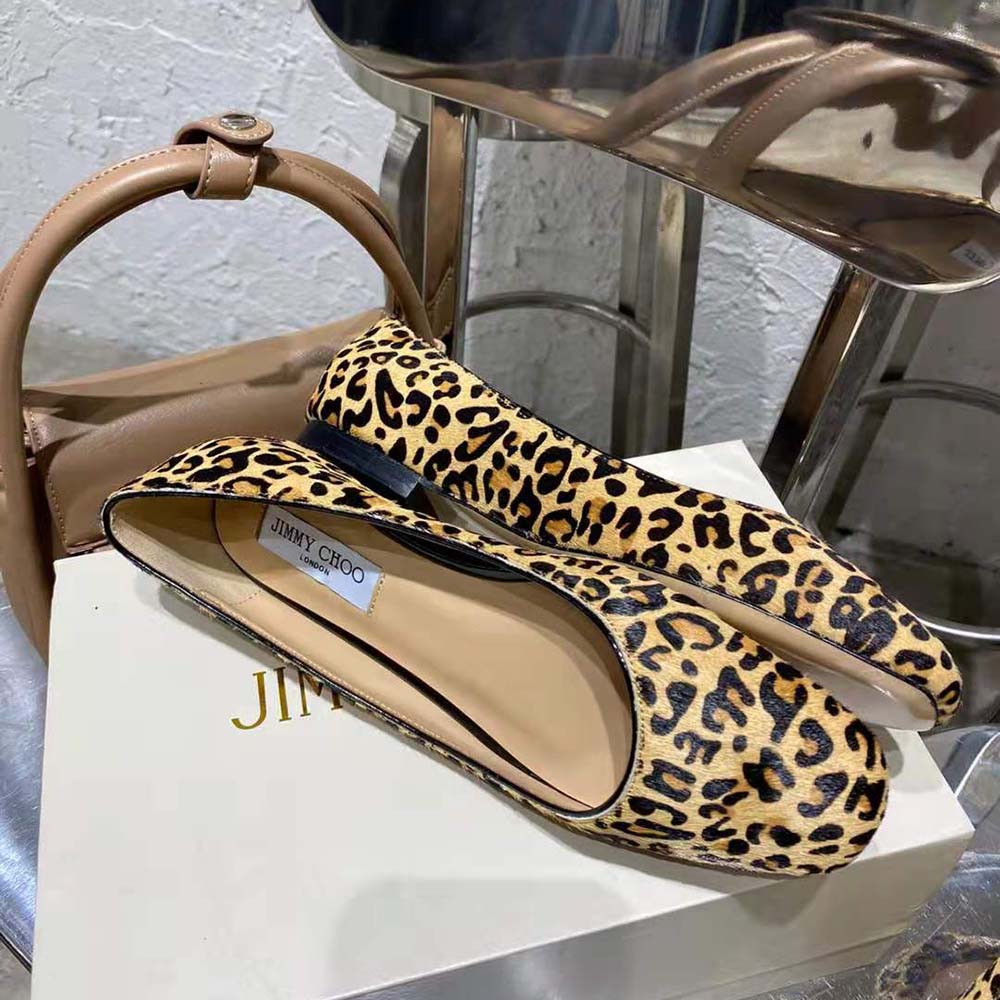 Jimmy Choo Women Mirele Flat Natural Mix Leopard Print Pony Flats with JC Emblem - image 6