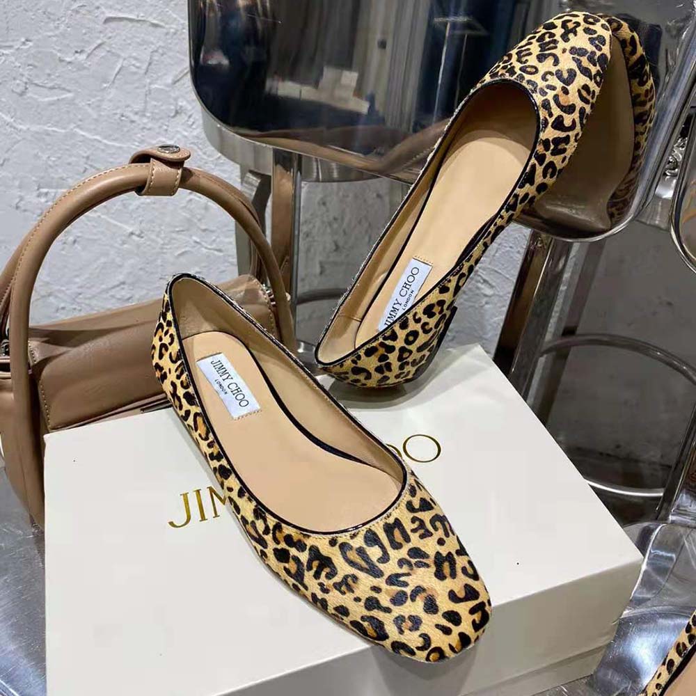 Jimmy Choo Women Mirele Flat Natural Mix Leopard Print Pony Flats with JC Emblem - image 7