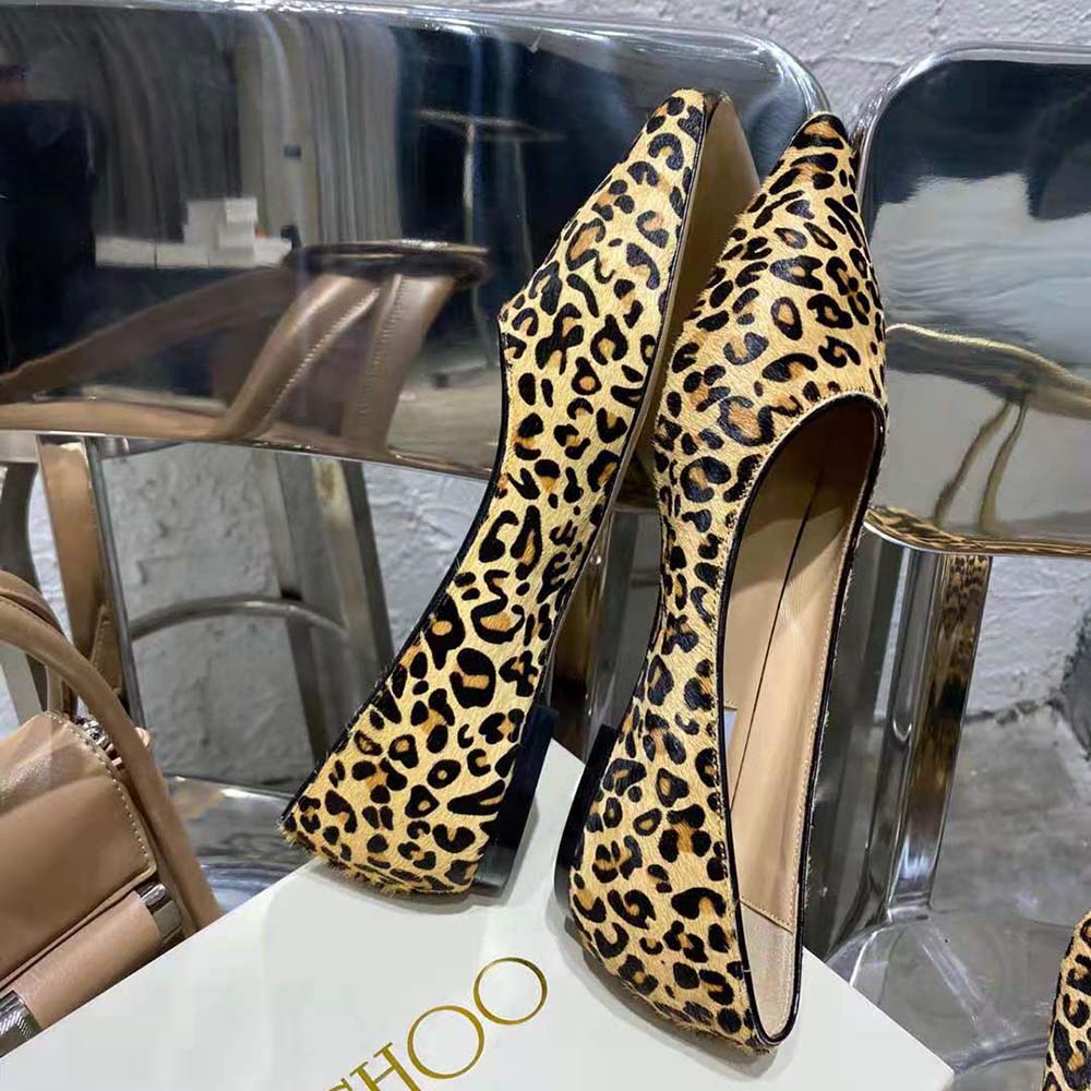 Jimmy Choo Women Mirele Flat Natural Mix Leopard Print Pony Flats with JC Emblem - image 8