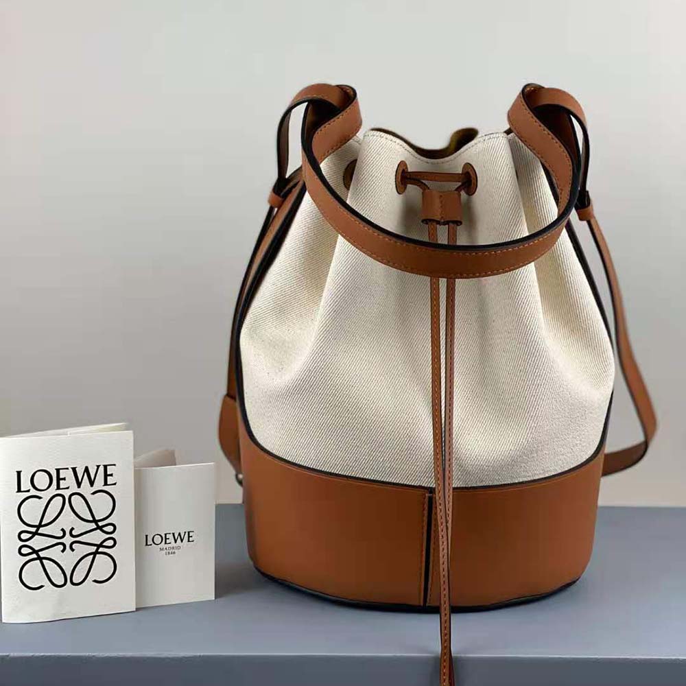 Side profile showing silhouette of Loewe Women Balloon Bag in Brown