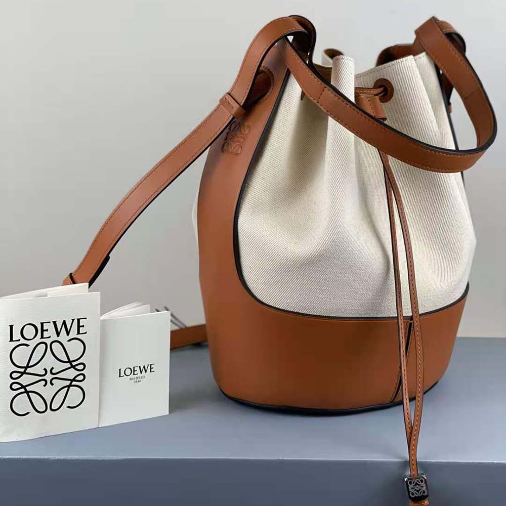 Loewe Women Balloon Bag in Canvas and Calfskin-Brown - image 4
