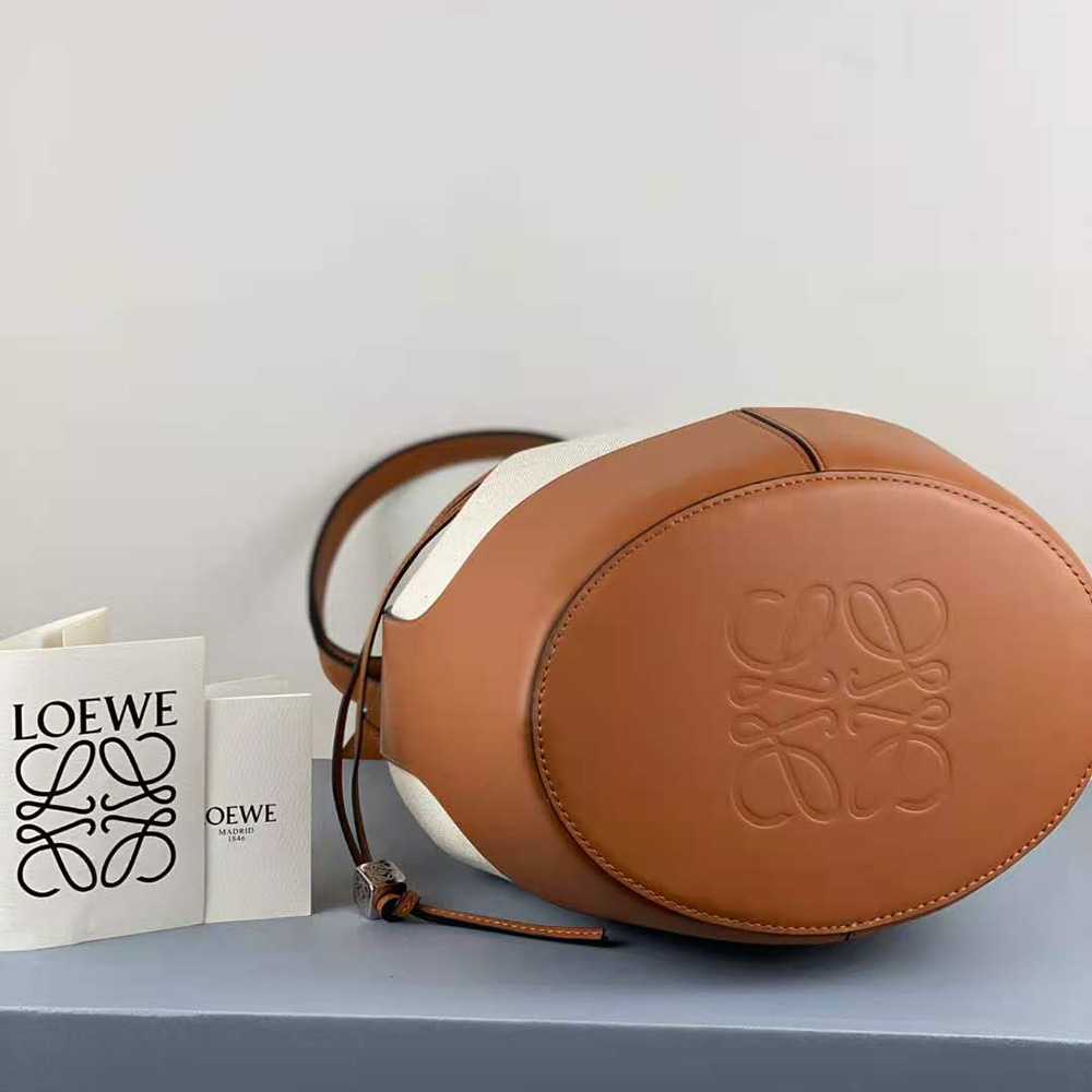 Loewe Women Balloon Bag in Canvas and Calfskin-Brown - image 7