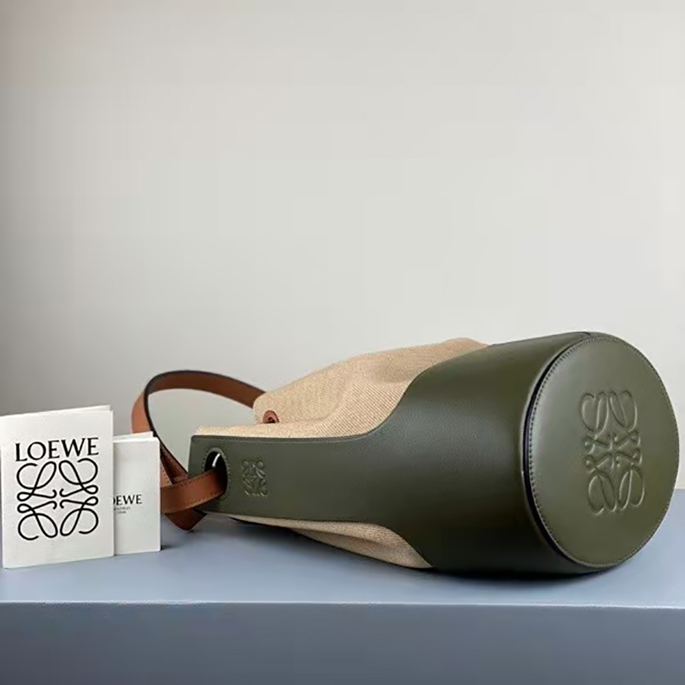 Loewe Women Balloon Bag in Canvas and Calfskin-Dark Green - image 6