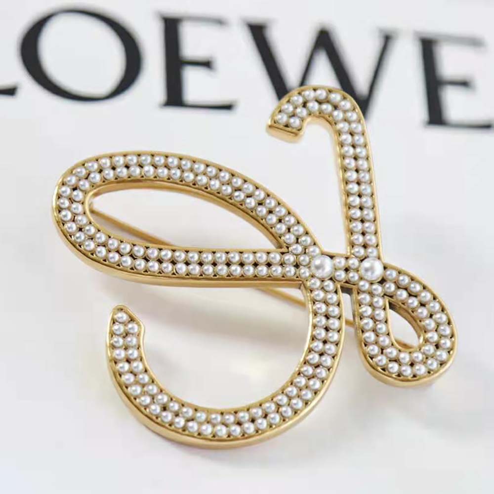 Loewe Women Brooch in Metal and Pearls - image 5