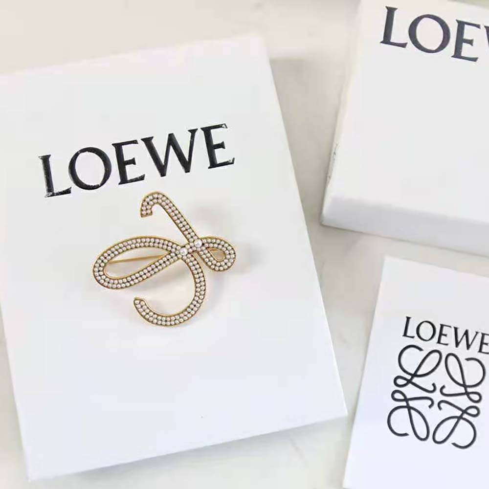 Loewe Women Brooch in Metal and Pearls - image 6