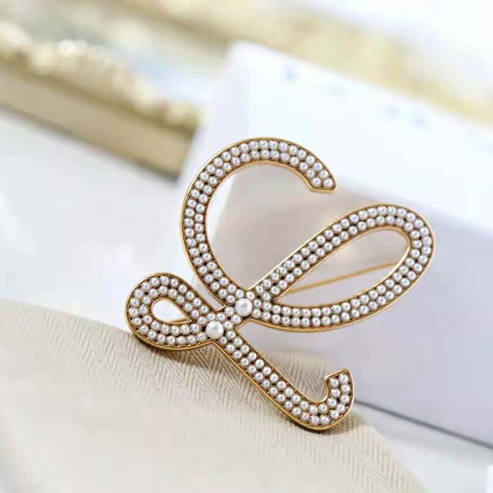 Loewe Women Brooch in Metal and Pearls - image 7