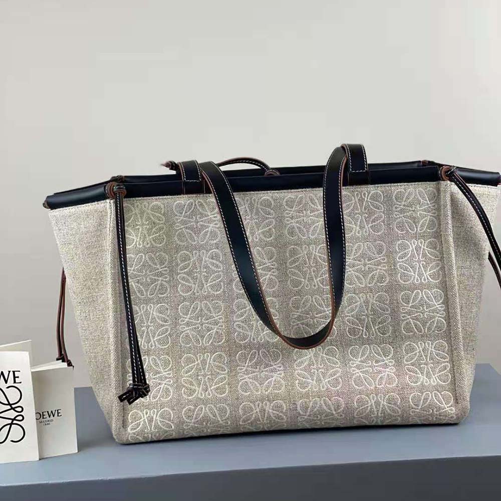 Side view showing shoulder strap and zipper on Loewe Women Cushion Tote Bag