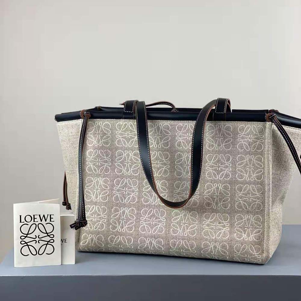 Loewe Women Cushion Tote Bag in Anagram Linen and Calfskin - image 5