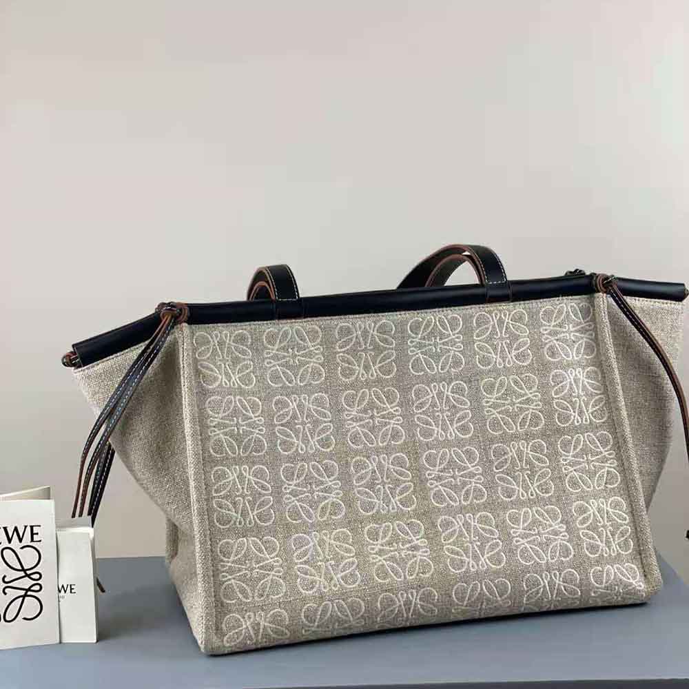 Loewe Women Cushion Tote Bag in Anagram Linen and Calfskin - image 7