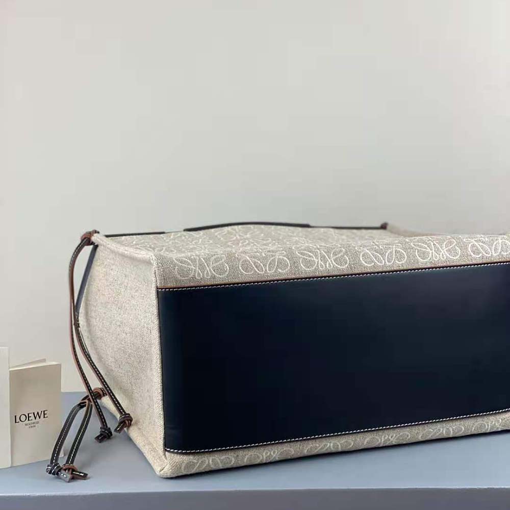 Loewe Women Cushion Tote Bag in Anagram Linen and Calfskin - image 8