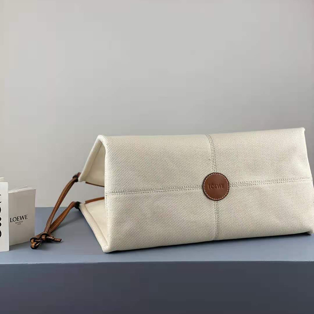 Loewe Women Cushion Tote Bag in Canvas and Calfskin-Brown - image 5