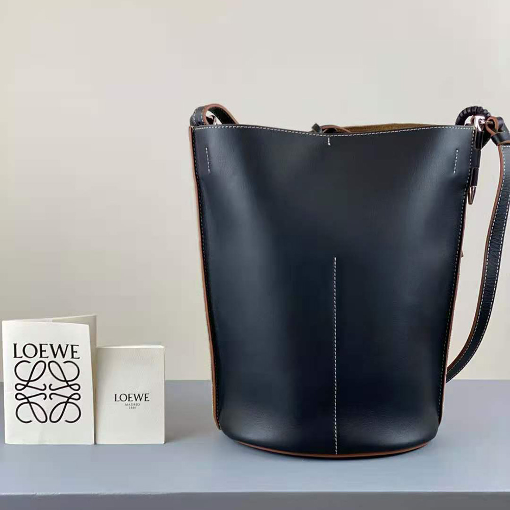 Loewe Women Gate Bucket Handle Bag in Anagram Linen and Calfskin - image 6