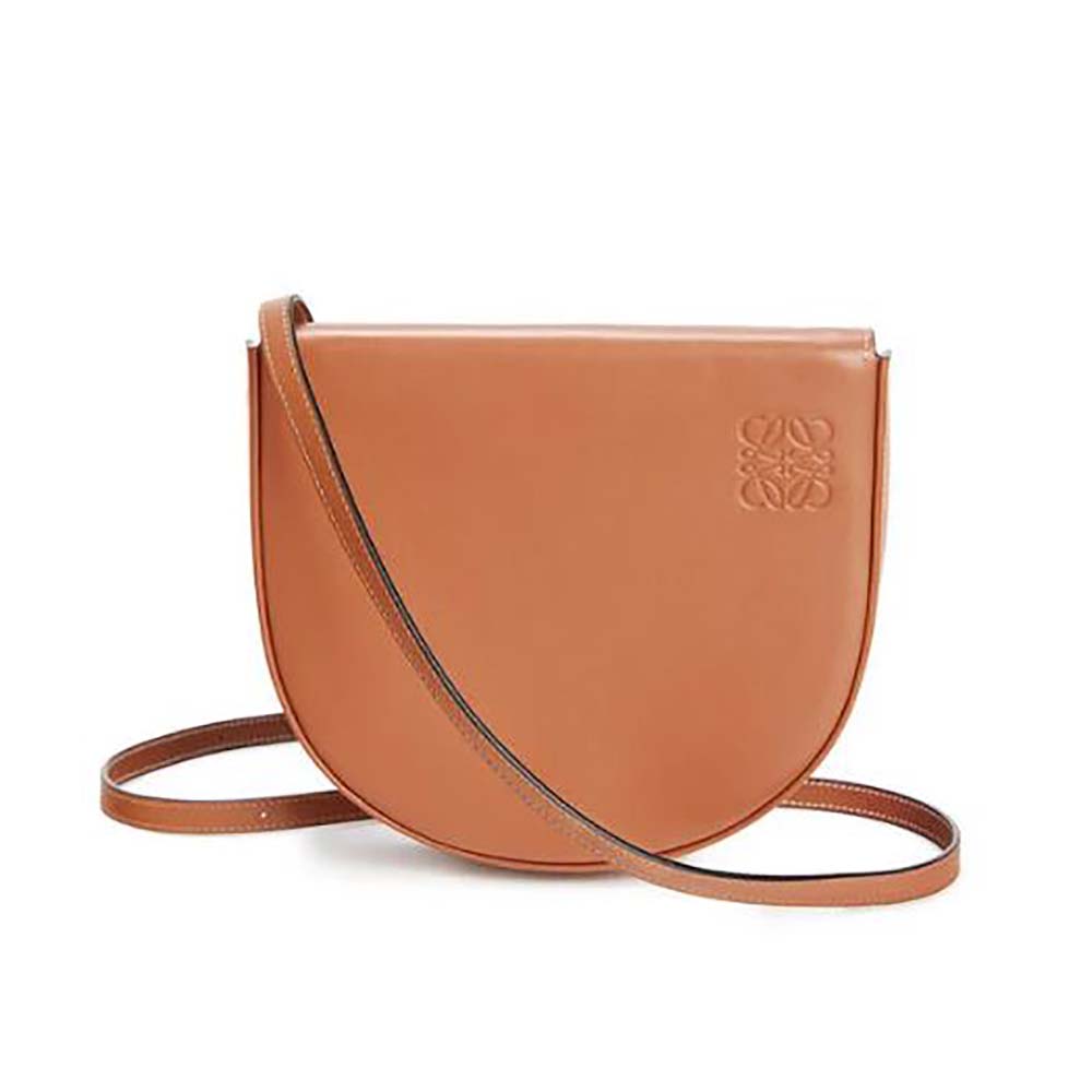 Front view of Loewe Women Heel Bag in soft calfskin brown leather