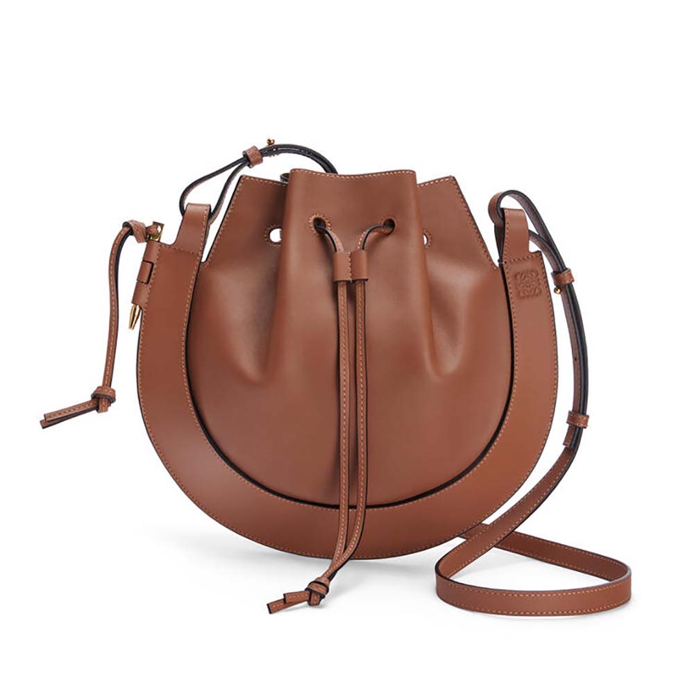 Front view of Loewe Women Horseshoe Bag in Nappa Calfskin-Brown
