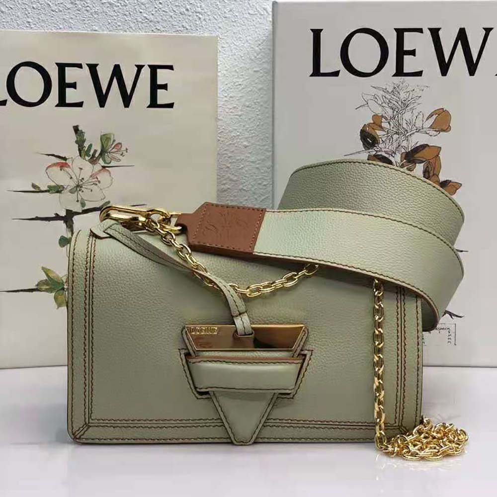 Close-up of gold-tone hardware on Loewe Women Mini Barcelona Bag Lime