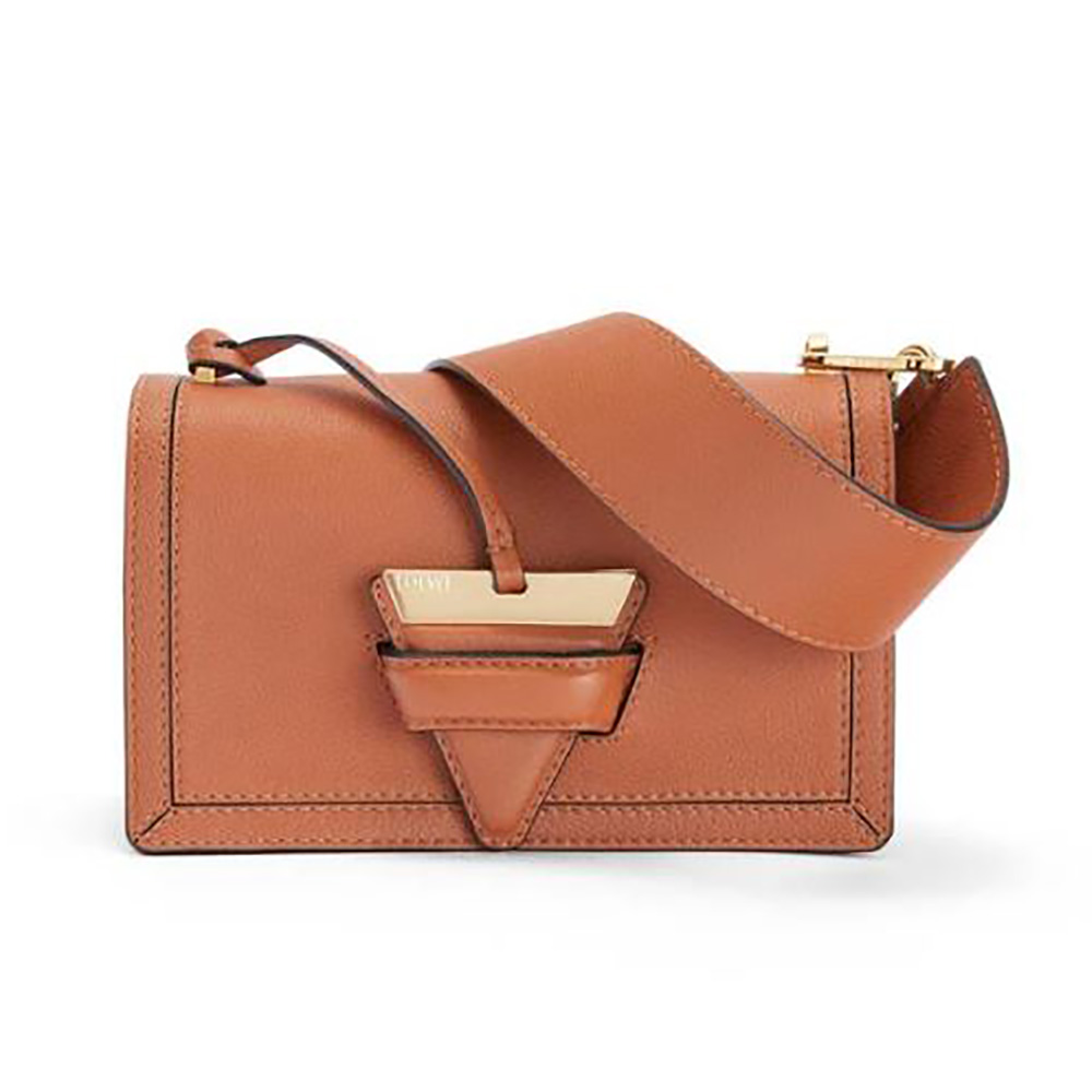 Loewe Women Mini Barcelona Bag in Soft Grained Calfskin-Brown