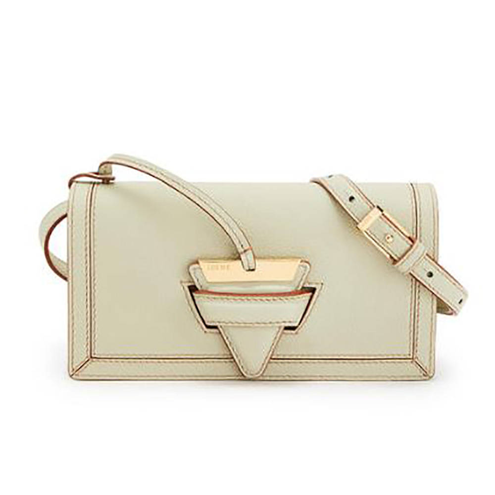 Front close-up of Loewe Women Mini Barcelona Soft Bag in Lime