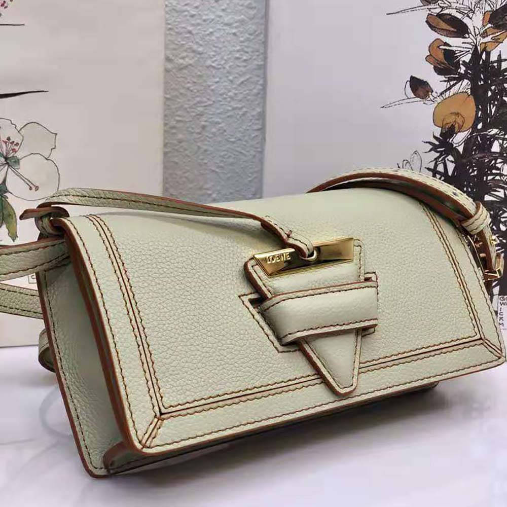 Top view of open Loewe Mini Barcelona Soft Bag showcasing interior