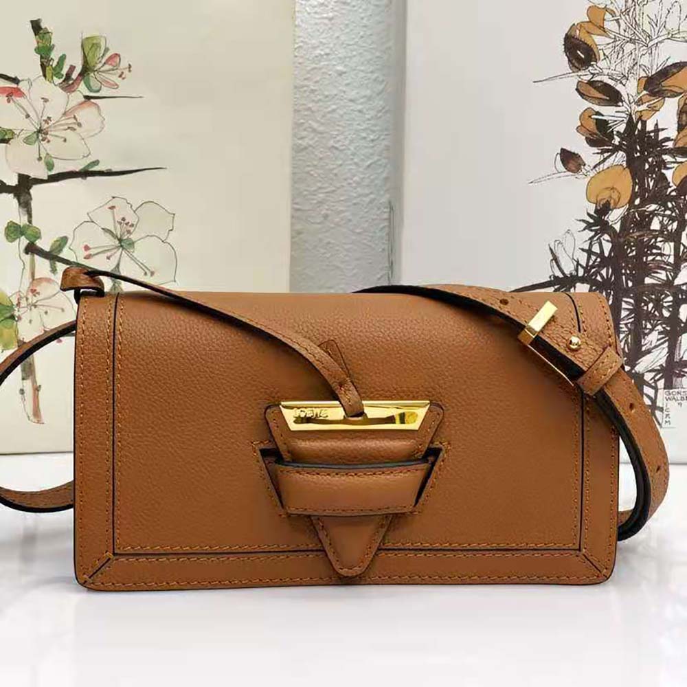 Close-up of Loewe signature gold Anagram hardware on Mini Barcelona Soft Bag