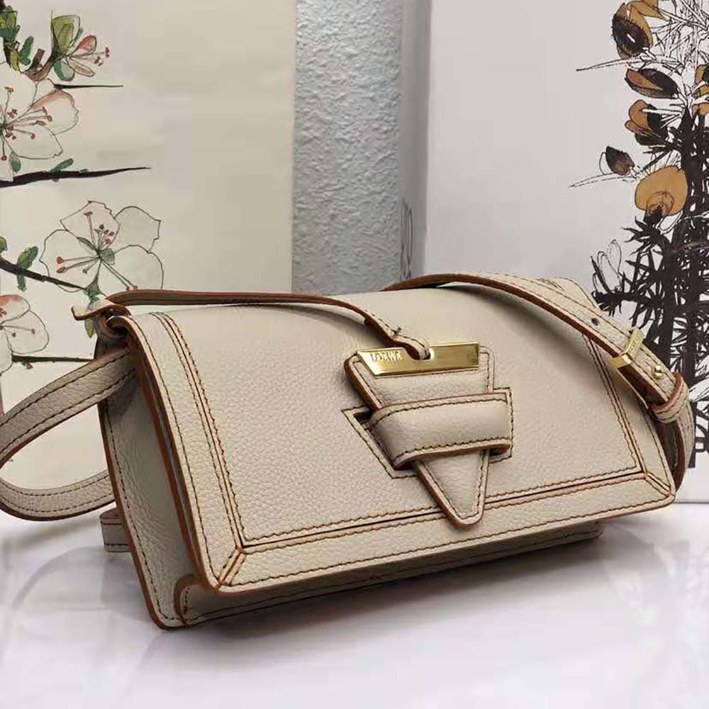 Side angle showing magnetic closure of Loewe Mini Barcelona Soft Bag