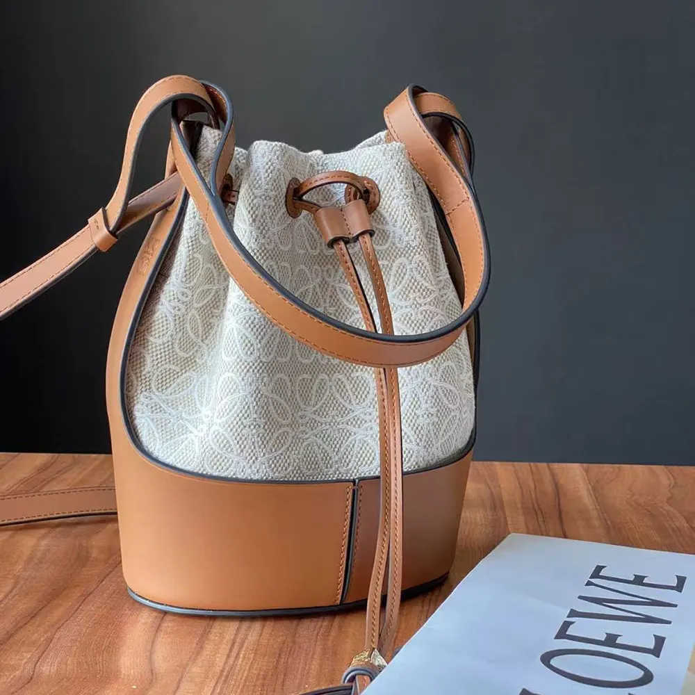 Close-up of magnetic closure and gold hardware on Loewe Women Small Balloon Bag
