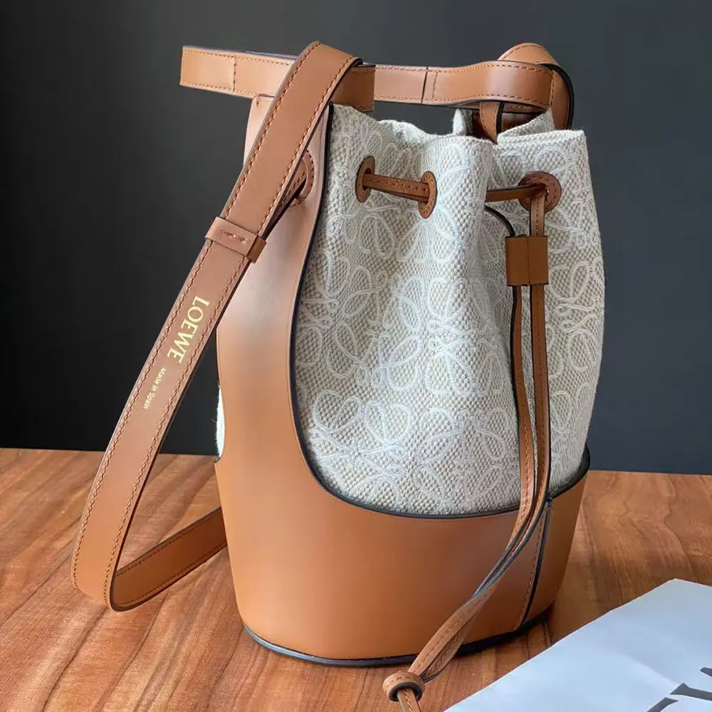 Loewe Women Small Balloon Bag in Anagram Linen and Calfskin - image 4
