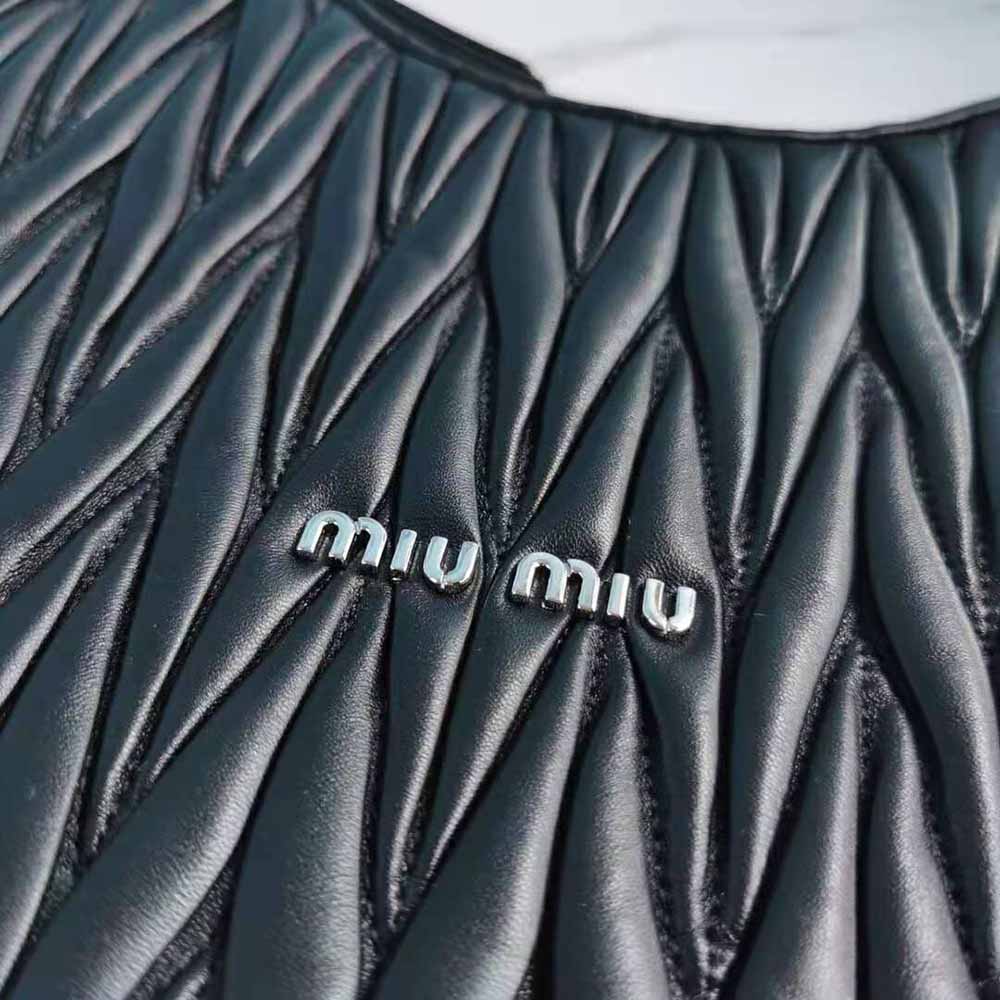 Miu Miu Women Large Matelasse Nappa Leather Shoulder Bag-Black - image 9