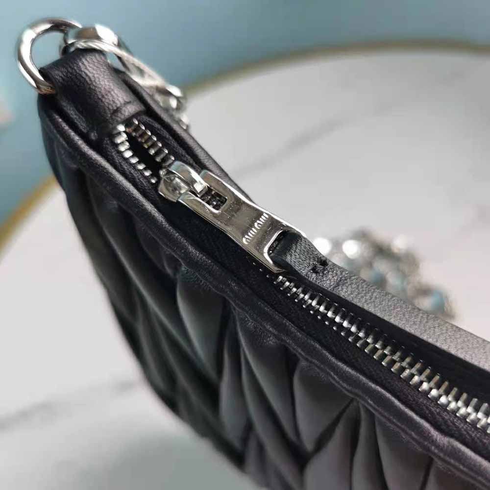 Miu Miu Women Small Matelassé Nappa Leather Shoulder Bag-Black - image 7