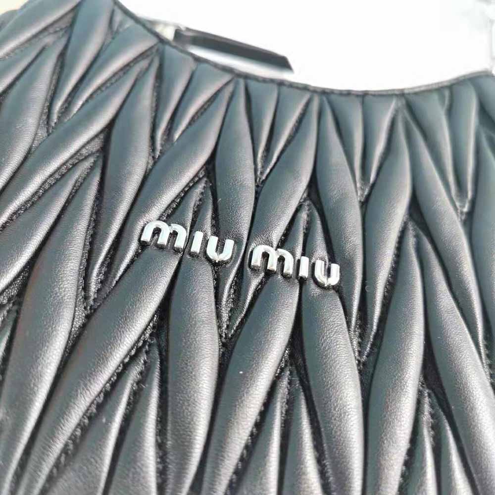 Miu Miu Women Small Matelassé Nappa Leather Shoulder Bag-Black - image 8