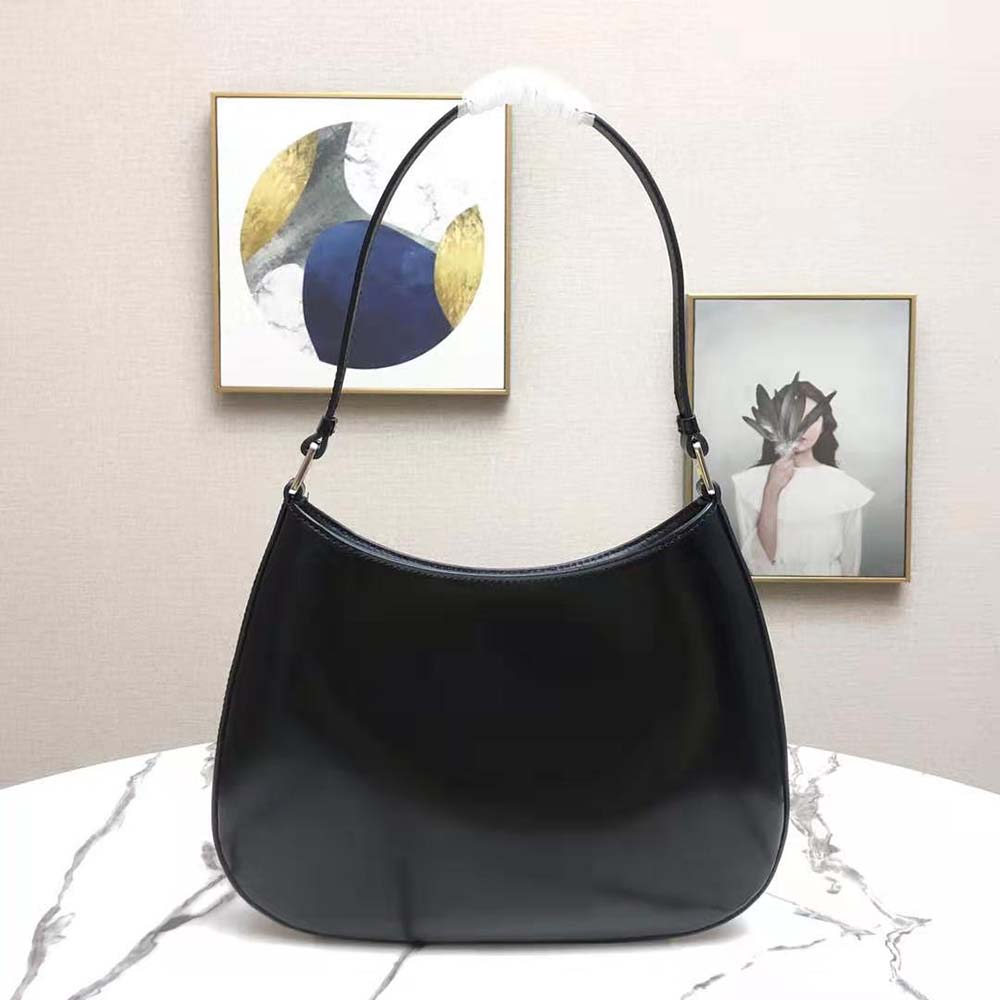 Prada Cleo Brushed Leather Shoulder Bag-Black - image 4