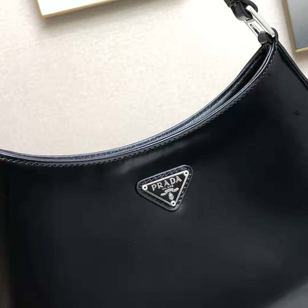 Prada Cleo Brushed Leather Shoulder Bag-Black - image 5