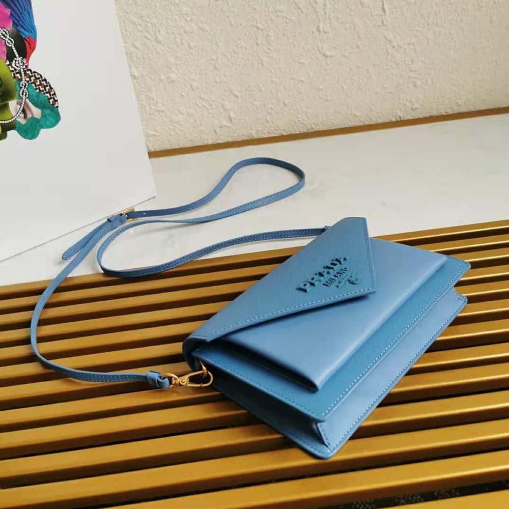 Prada Ladies Saffiano Leather Mini Bag-Blue - image 5
