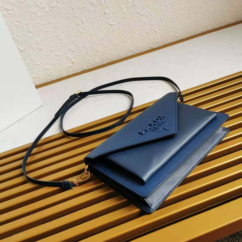 Prada Ladies Saffiano Leather Mini Bag-Navy - image 5