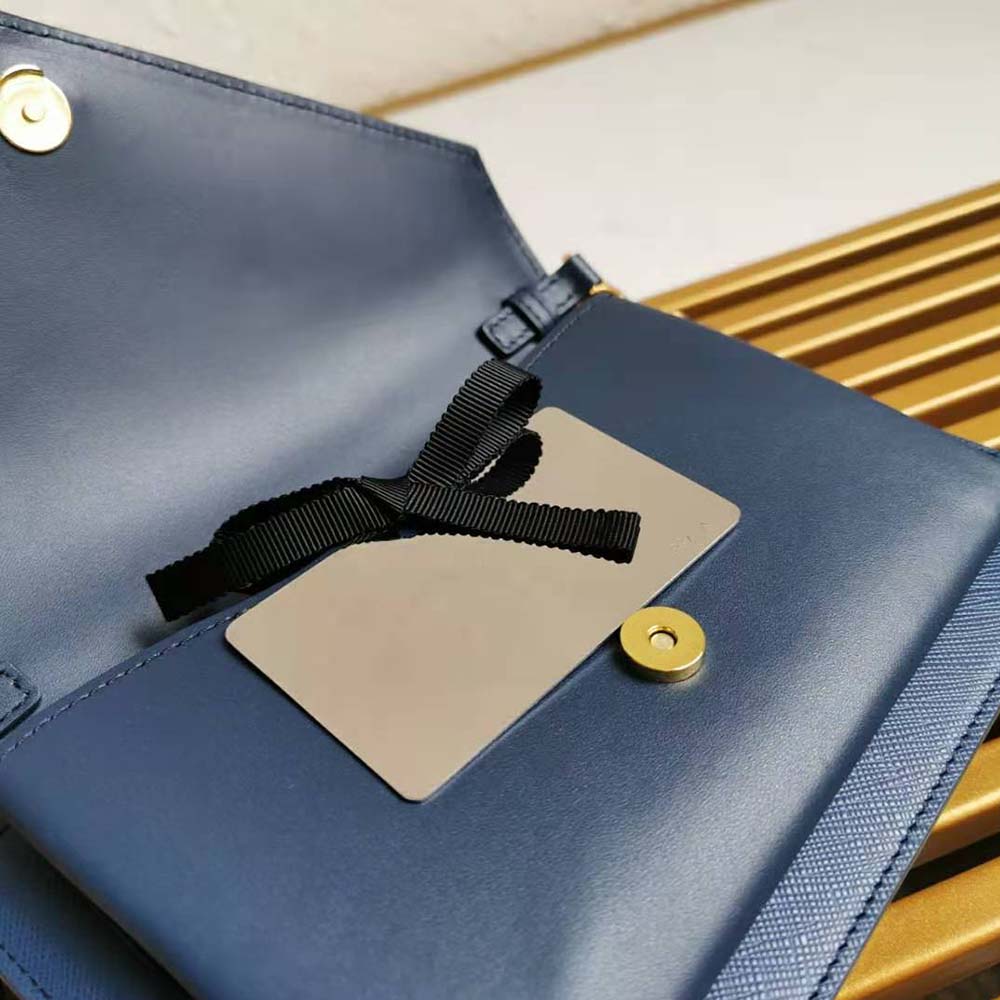 Prada Ladies Saffiano Leather Mini Bag-Navy - image 9