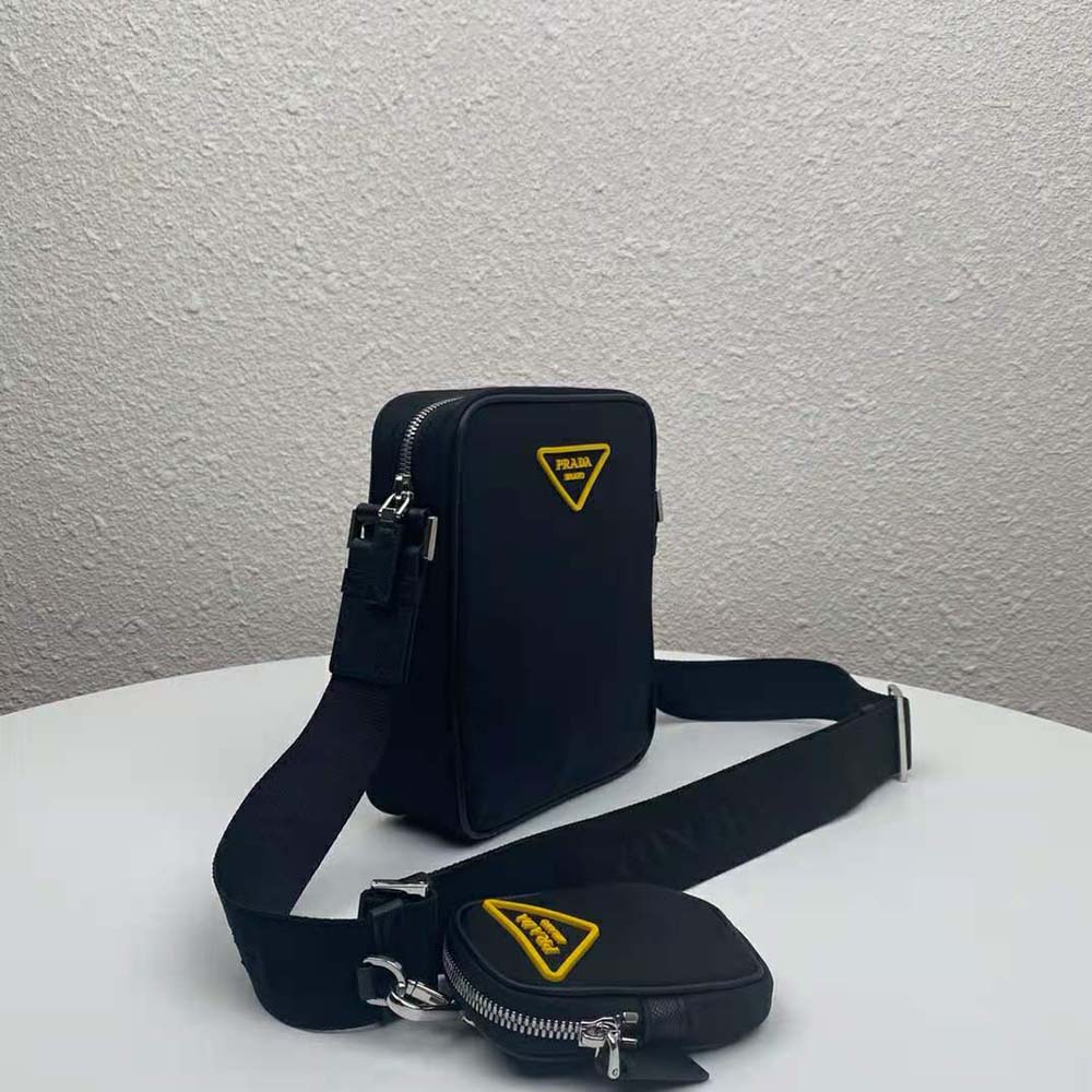 Prada Men Nylon Cross-Body Bag-Black/Yellow - image 4
