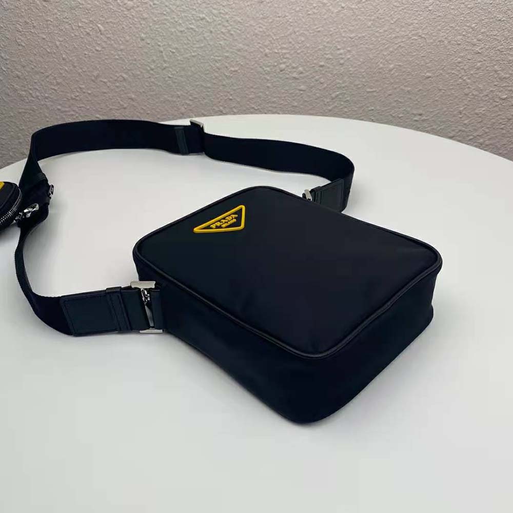 Prada Men Nylon Cross-Body Bag-Black/Yellow - image 5