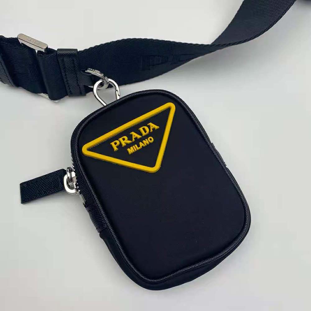 Prada Men Nylon Cross-Body Bag-Black/Yellow - image 9